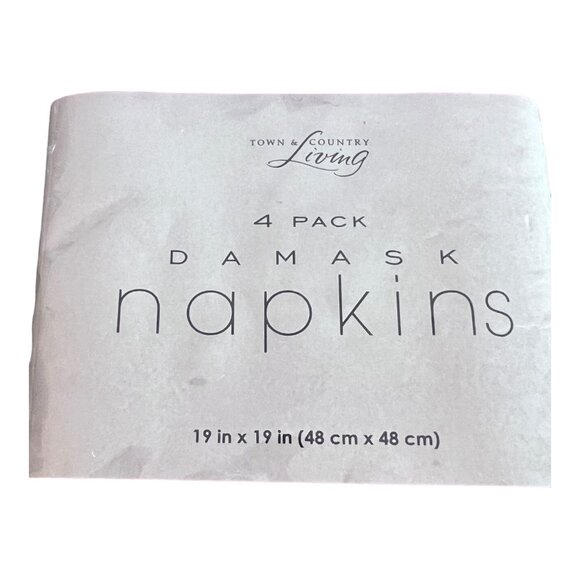 Town and Country Living  Set of 4, 19"X19" Holiday Damask Cloth Napkins Red - Picture 2 of 4